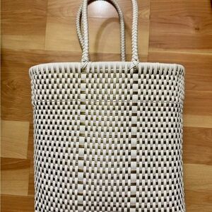 Elegant Beige Woven Tote Bag